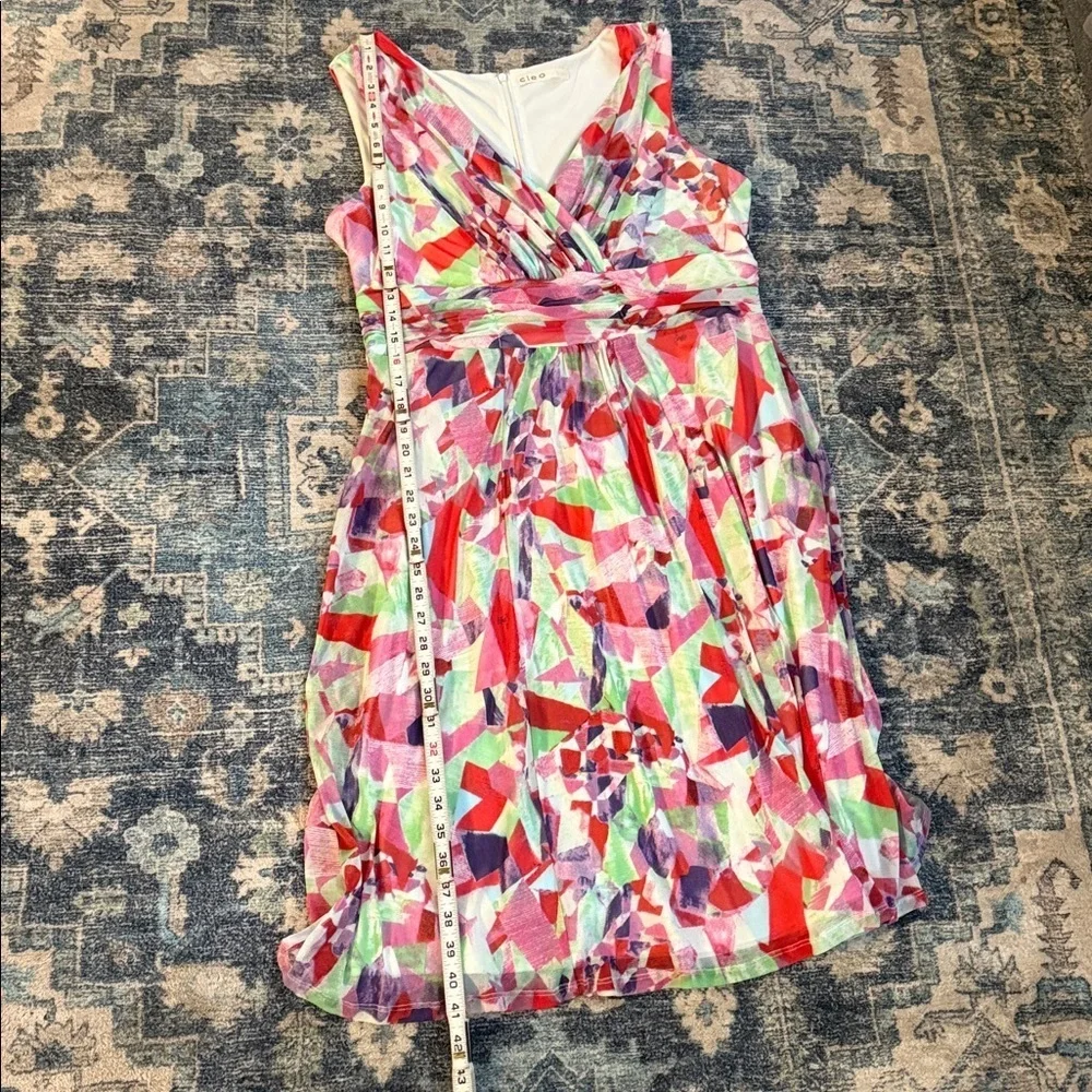 Cleo Multicoloured sleeveless, V neck flowy midi dress. Size L - Picture 10 of 12